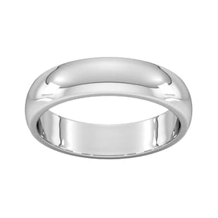 Goldsmiths 5mm D Shape Heavy Wedding Ring In Sterling Silver