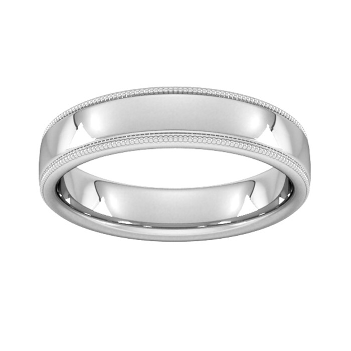Goldsmiths 5mm D Shape Heavy Milgrain Edge Wedding Ring In 9 Carat White Gold - Ring Size I