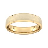 Goldsmiths 5mm D Shape Heavy Polished Chamfered Edges With Matt Centre Wedding Ring In 9 Carat Yellow Gold