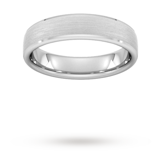 Goldsmiths 5mm D Shape Heavy Polished Chamfered Edges With Matt Centre Wedding Ring In Platinum