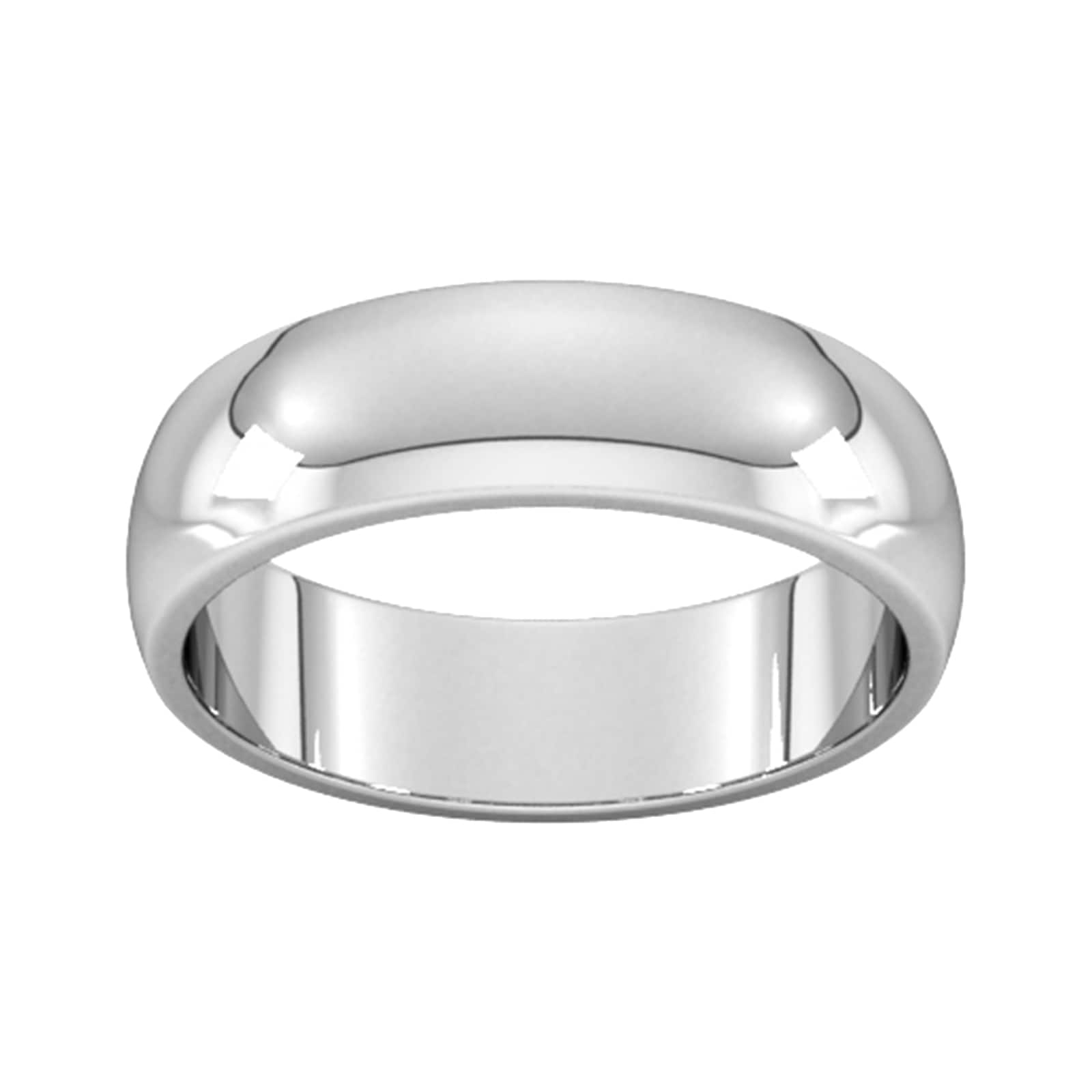 6mm D Shape Heavy Wedding Ring In 9 Carat White Gold - Ring Size N