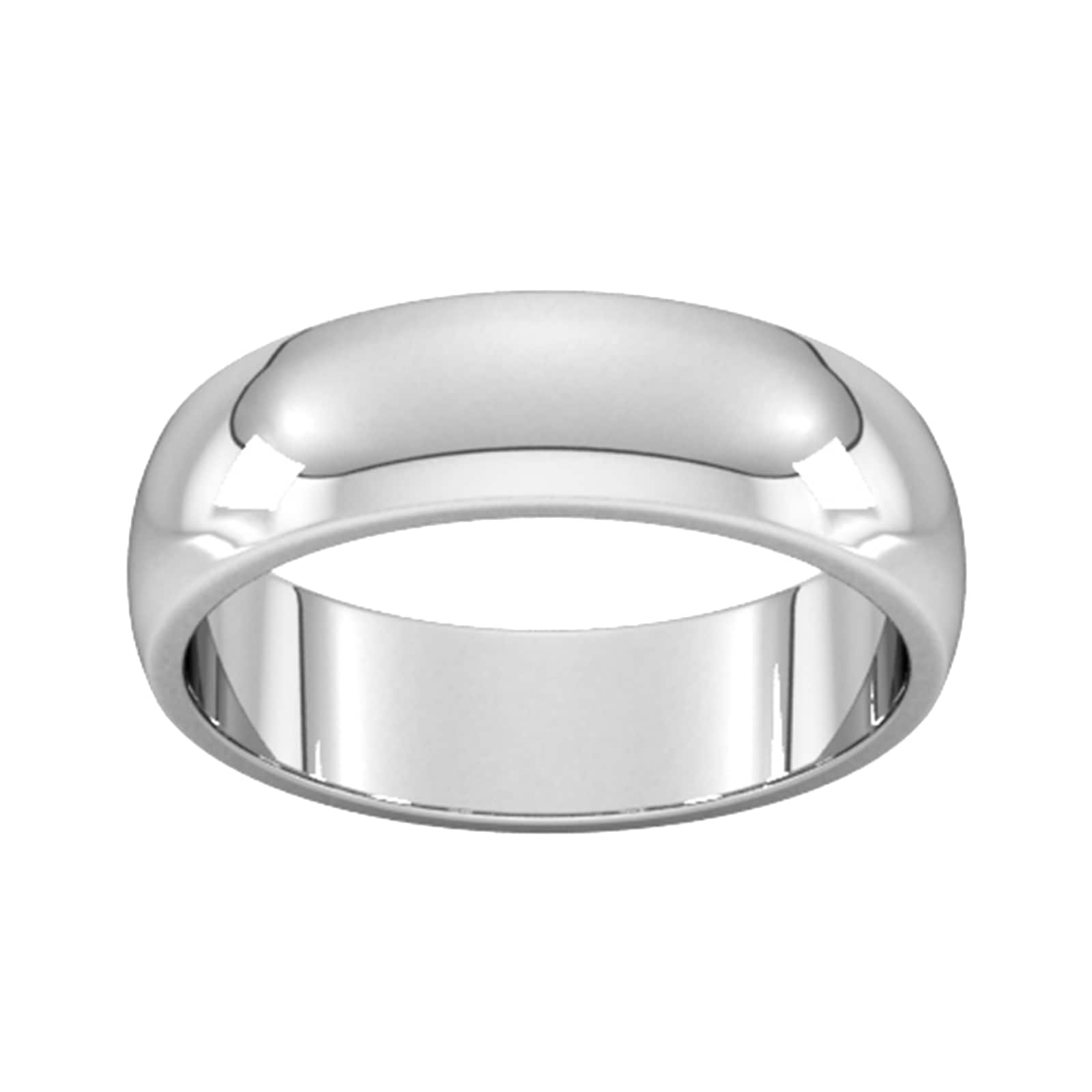 6mm D Shape Heavy Wedding Ring In 18 Carat White Gold - Ring Size L