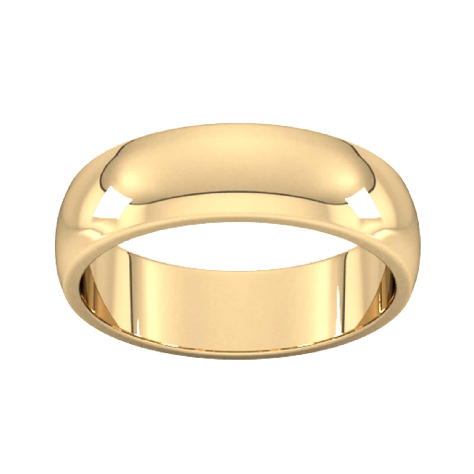 6mm D Shape Heavy Wedding Ring In 18 Carat Yellow Gold - Ring Size W