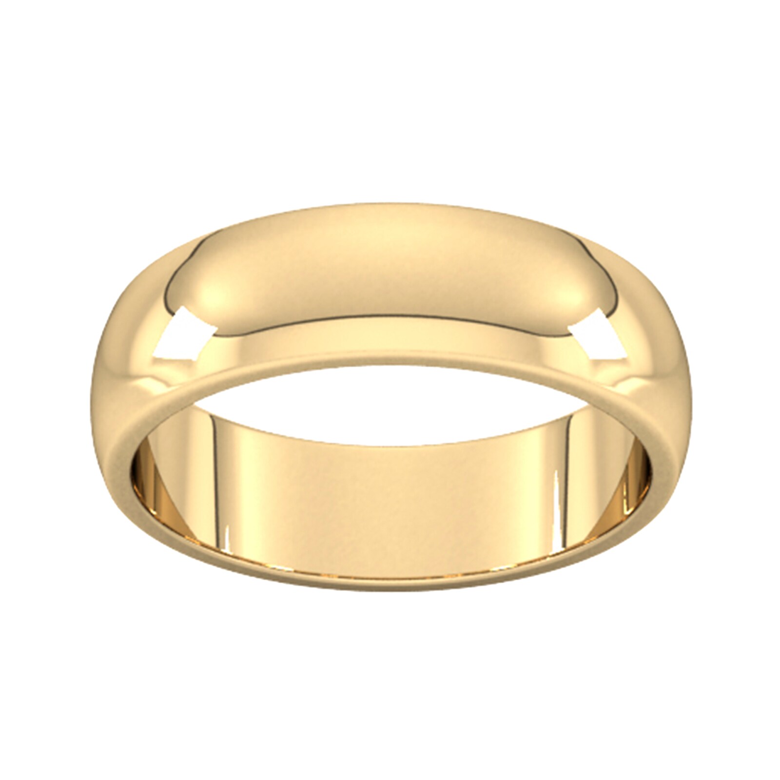 6mm D Shape Heavy Wedding Ring In 18 Carat Yellow Gold - Ring Size L