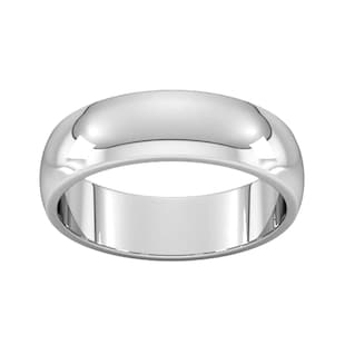 Goldsmiths 6mm D Shape Heavy Wedding Ring In Sterling Silver