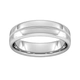 Goldsmiths 6mm D Shape Heavy Milgrain Centre Wedding Ring In 950 Palladium