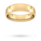 Goldsmiths 6mm D Shape Heavy Polished Finish With Grooves Wedding Ring In 18 Carat Yellow Gold