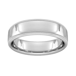 08308140 - 6mm D Shape Heavy Milgrain Edge Wedding Ring In Platinum