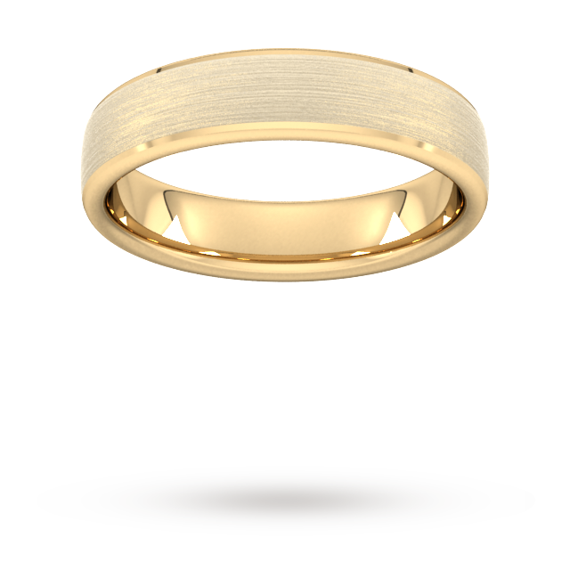 6mm D Shape Heavy Polished Chamfered Edges With Matt Centre Wedding Ring In 18 Carat Yellow Gold - Ring Size W
