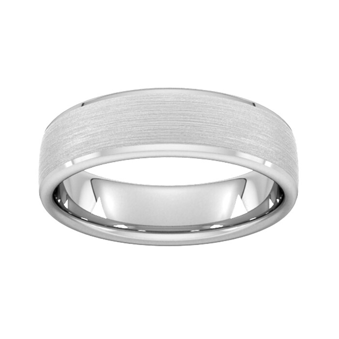 Goldsmiths 6mm D Shape Heavy Polished Chamfered Edges With Matt Centre Wedding Ring In Platinum