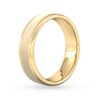 Goldsmiths 6mm D Shape Heavy Matt Centre With Grooves Wedding Ring In 9 Carat Yellow Gold