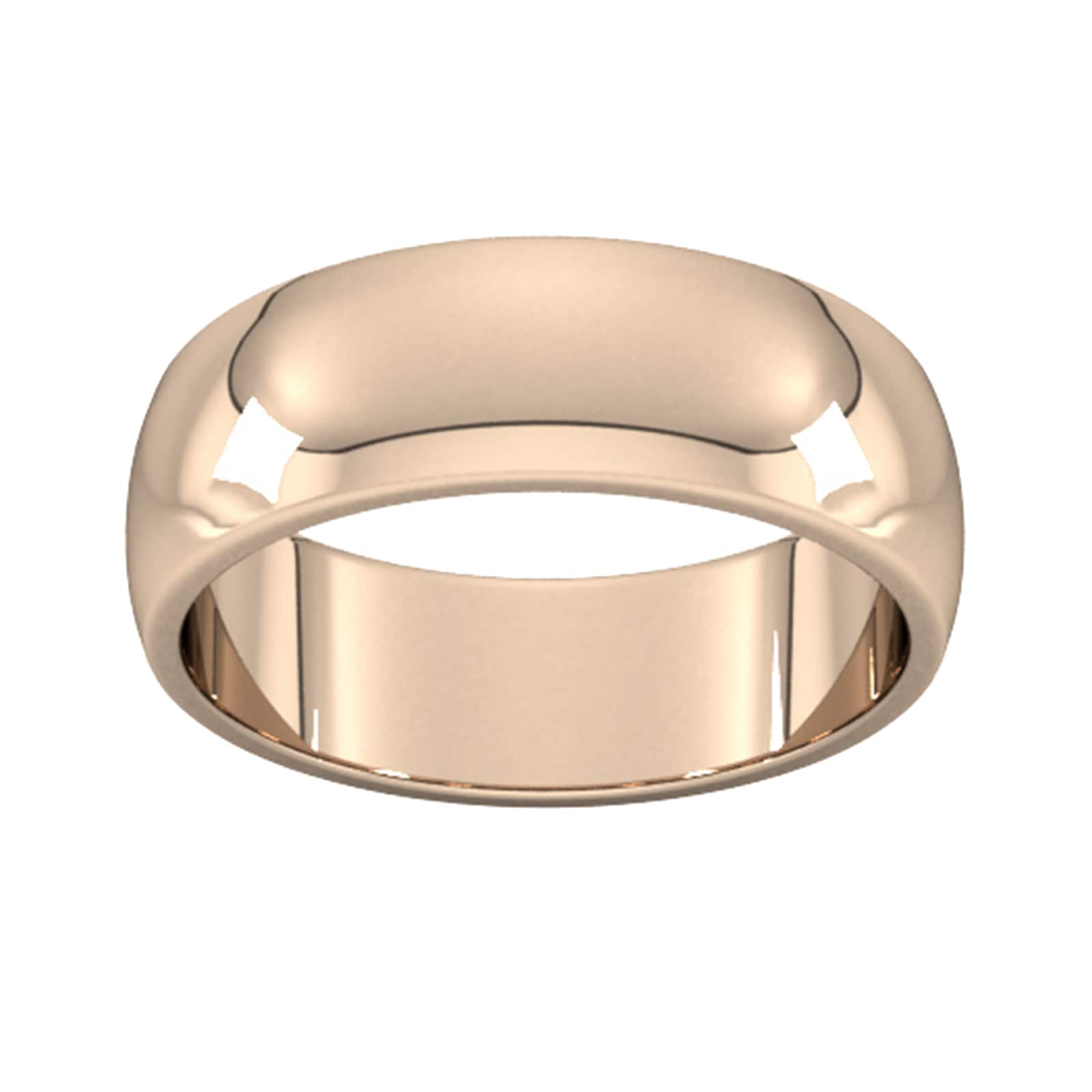 7mm D Shape Heavy Wedding Ring In 9 Carat Rose Gold - Ring Size N