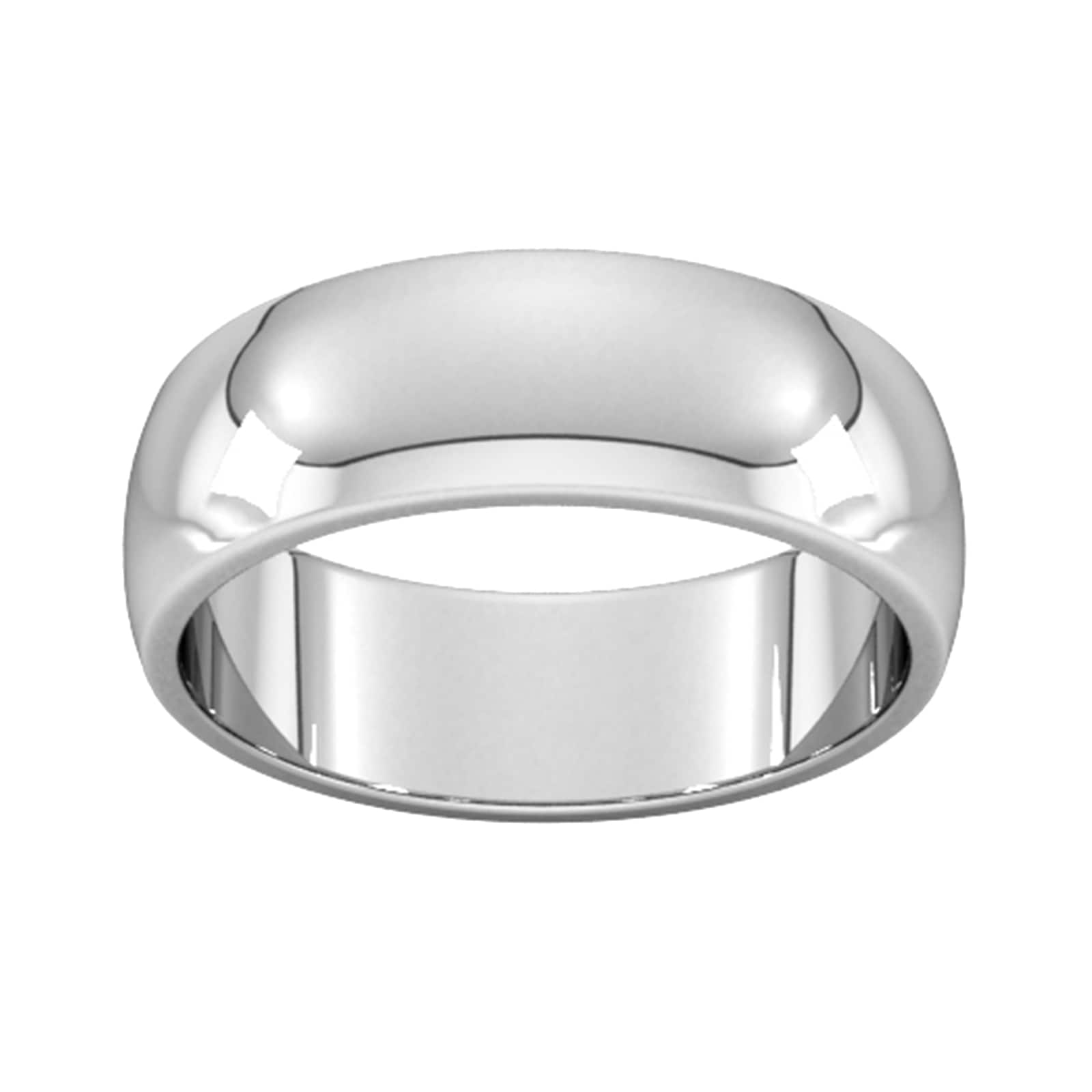 7mm D Shape Heavy Wedding Ring In 18 Carat White Gold - Ring Size U