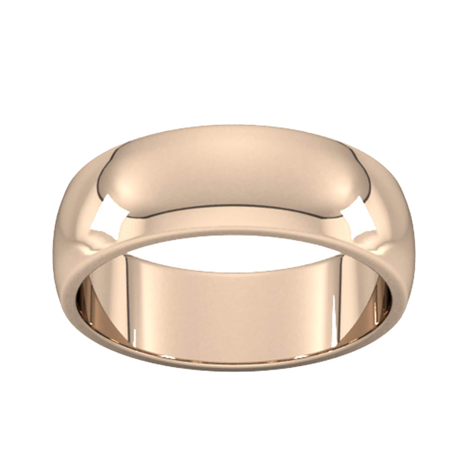 7mm D Shape Heavy Wedding Ring In 18 Carat Rose Gold - Ring Size U