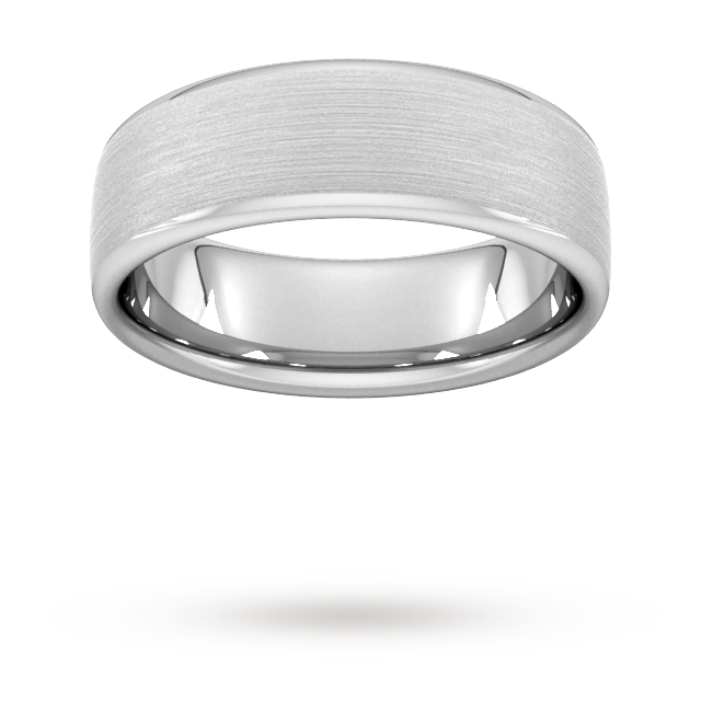 Goldsmiths 7mm D Shape Heavy Matt Finished Wedding Ring In 9 Carat White Gold