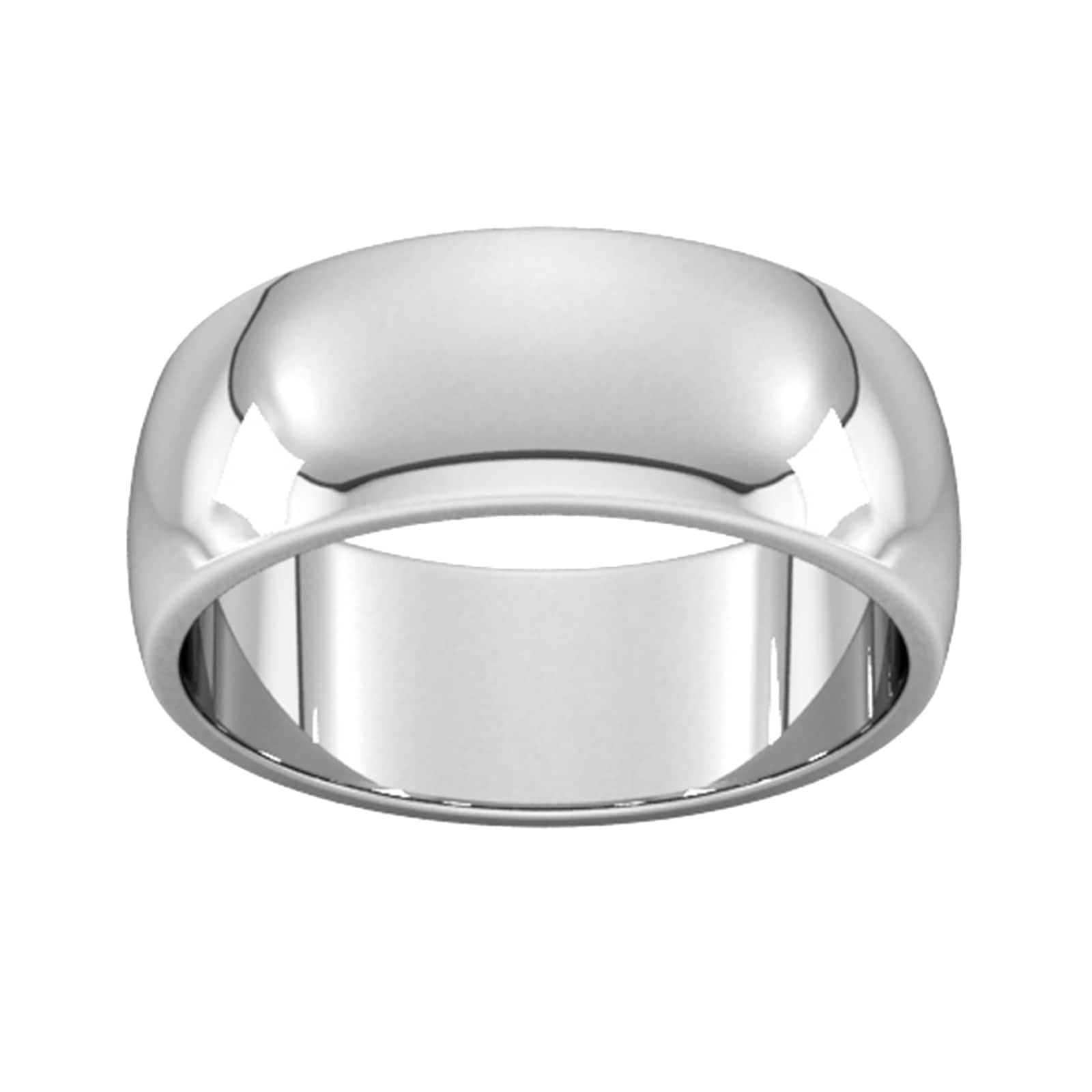 8mm D Shape Heavy Wedding Ring In 9 Carat White Gold - Ring Size U
