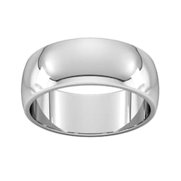 08308278 - 8mm D Shape Heavy Wedding Ring In 9 Carat White Gold