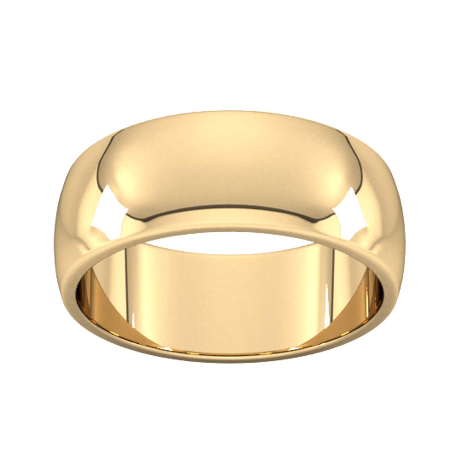 8mm D Shape Heavy Wedding Ring In 9 Carat Yellow Gold - Ring Size K