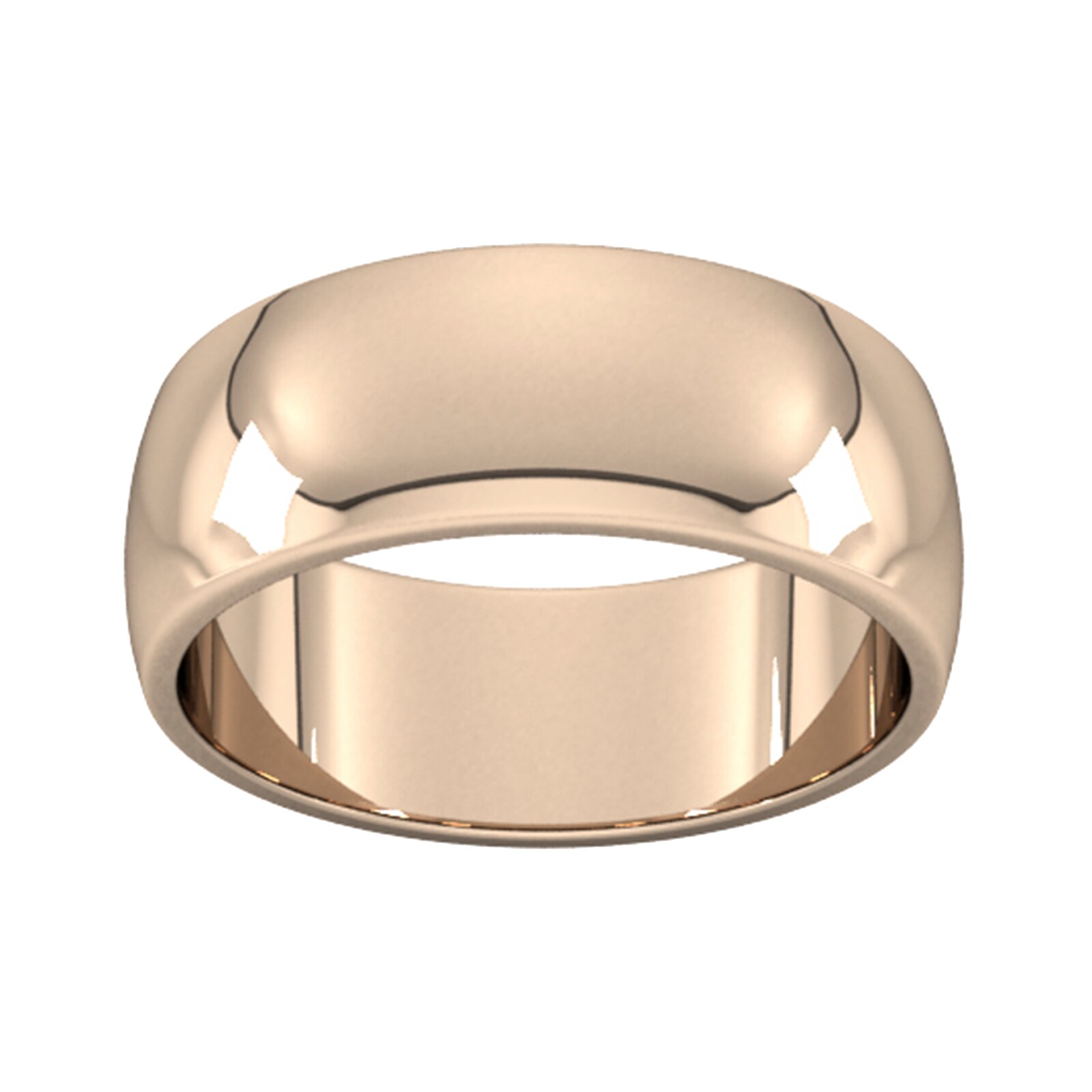 8mm D Shape Heavy Wedding Ring In 9 Carat Rose Gold - Ring Size U