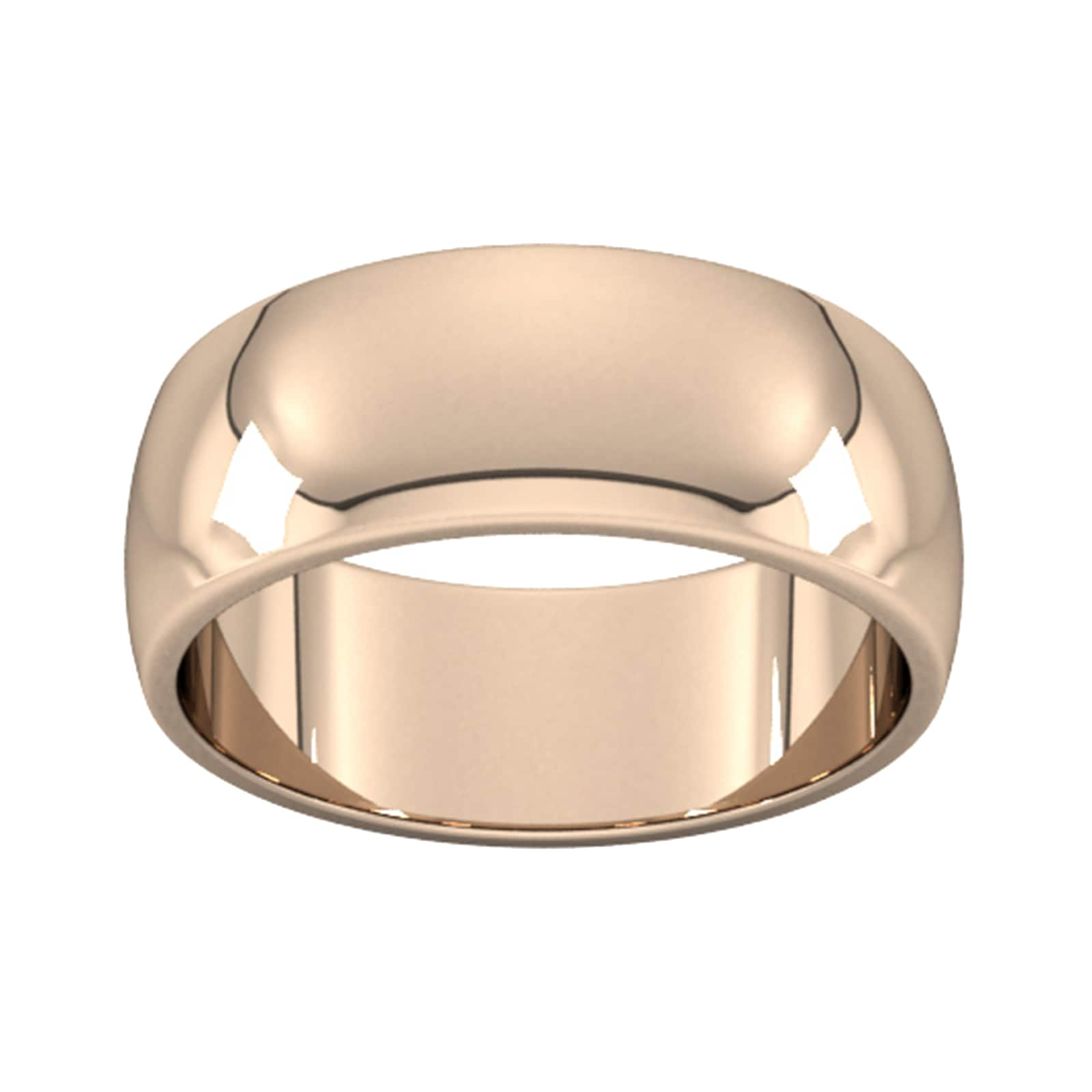 8mm D Shape Heavy Wedding Ring In 9 Carat Rose Gold - Ring Size I