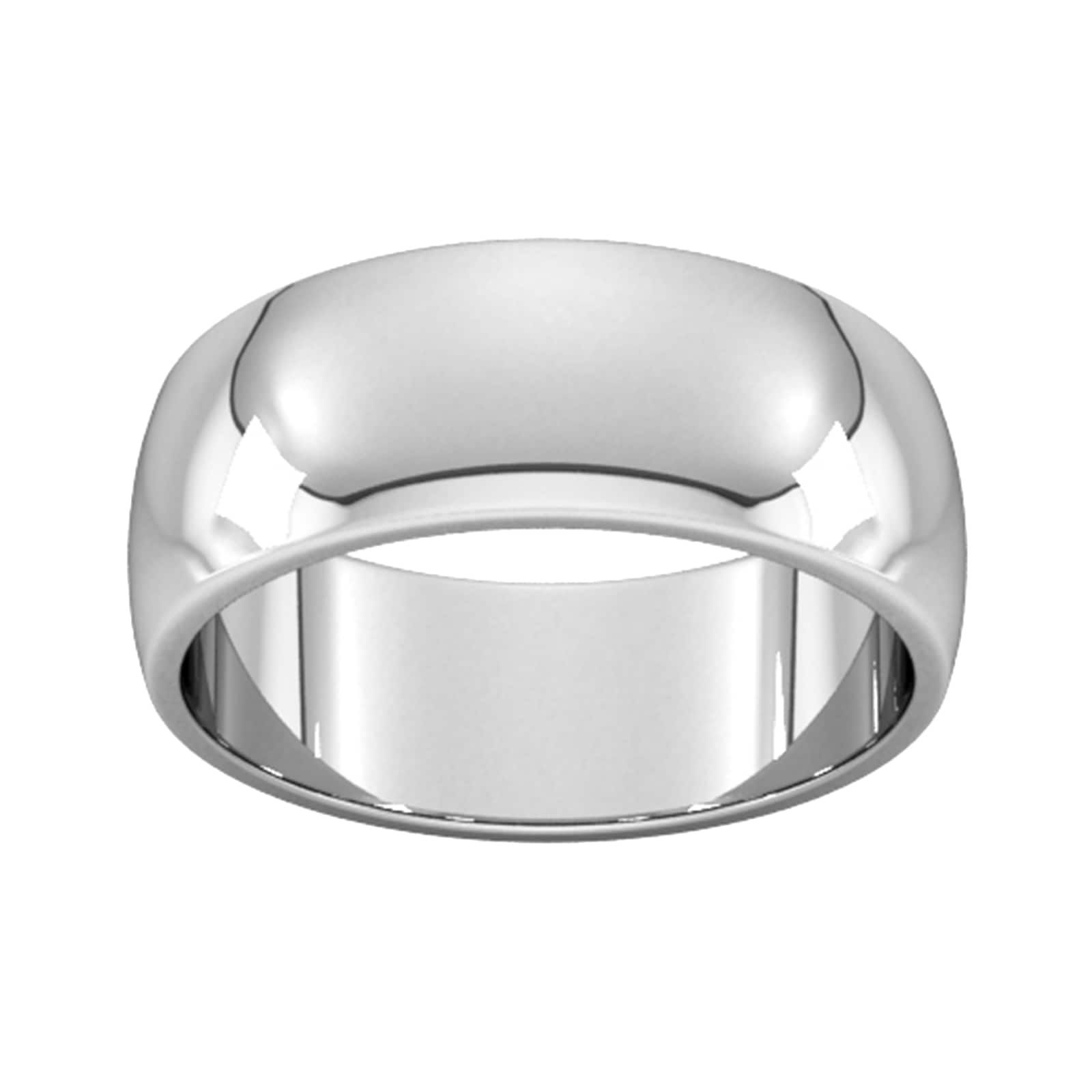 8mm D Shape Heavy Wedding Ring In 18 Carat White Gold - Ring Size U