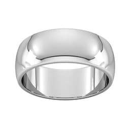 08308281 - 8mm D Shape Heavy Wedding Ring In 18 Carat White Gold