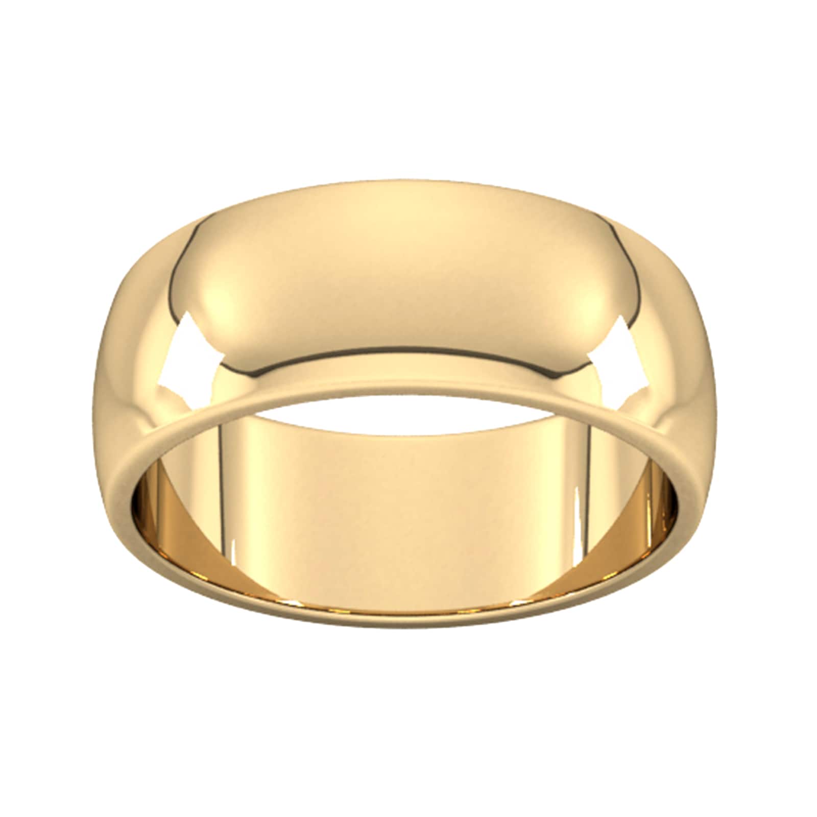 8mm D Shape Heavy Wedding Ring In 18 Carat Yellow Gold - Ring Size U