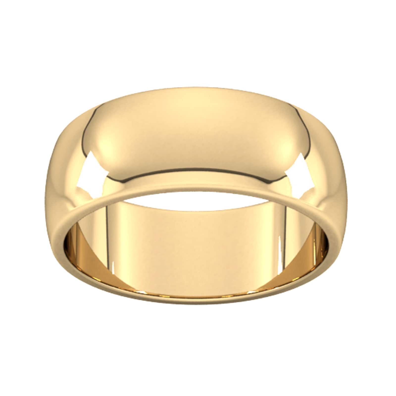 8mm D Shape Heavy Wedding Ring In 18 Carat Yellow Gold - Ring Size K