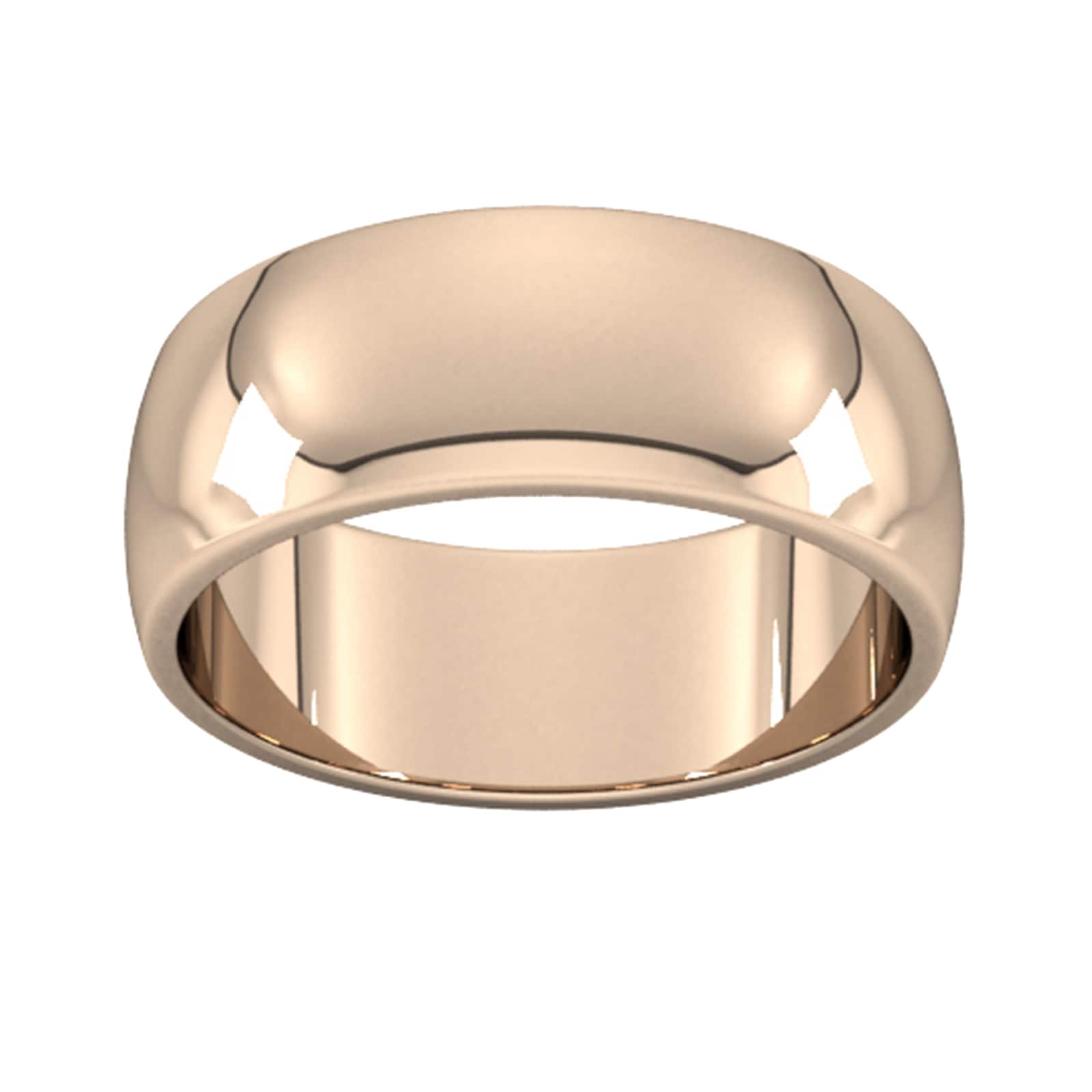 8mm D Shape Heavy Wedding Ring In 18 Carat Rose Gold - Ring Size Y