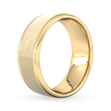 Goldsmiths 8mm D Shape Heavy Matt Centre With Grooves Wedding Ring In 18 Carat Yellow Gold - Ring Size T