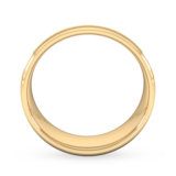 Goldsmiths 8mm D Shape Heavy Matt Centre With Grooves Wedding Ring In 18 Carat Yellow Gold - Ring Size T