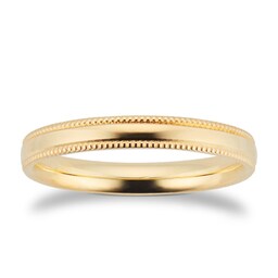 08308396 - 2.5mm Traditional Court Standard Milgrain Edge Wedding Ring In 18 Carat Yellow Gold