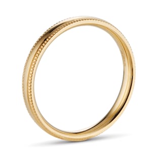 Goldsmiths 2.5mm Traditional Court Standard Milgrain Edge Wedding Ring In 18 Carat Yellow Gold