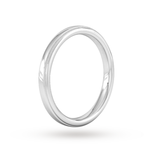 Goldsmiths 2.5mm Traditional Court Standard Milgrain Edge Wedding Ring In Platinum