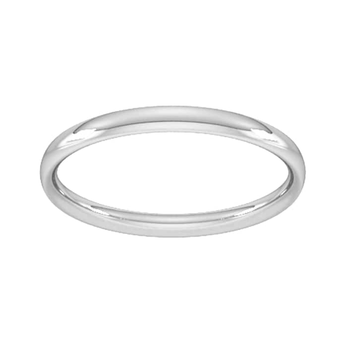 Goldsmiths 2mm Traditional Court Standard Wedding Ring In 9 Carat White Gold - Ring Size J.5