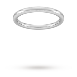 08308433 - 2mm Traditional Court Standard Milgrain Edge Wedding Ring In 9 Carat White Gold