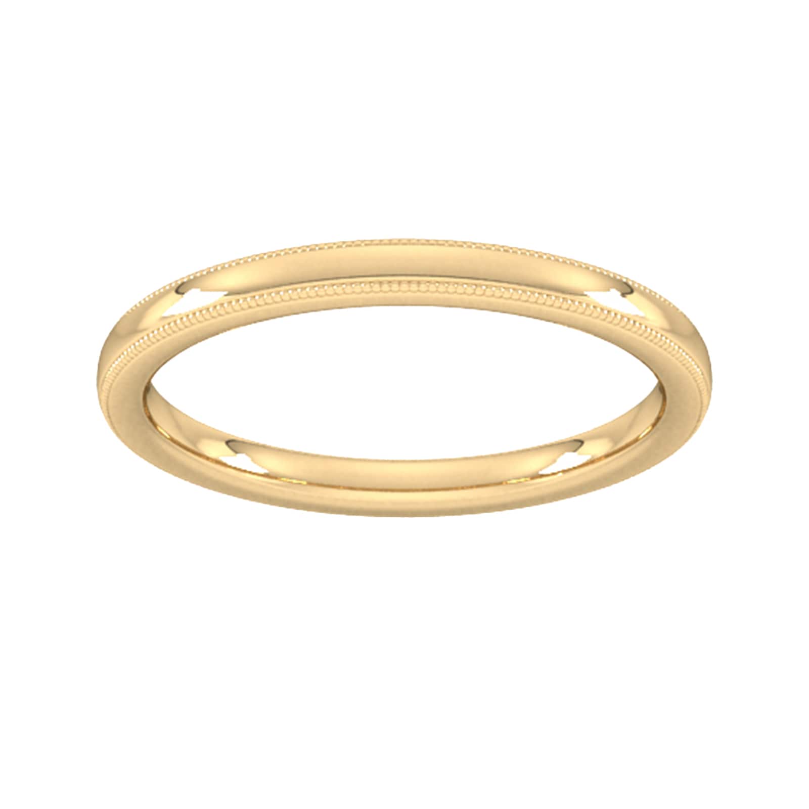 2mm Traditional Court Standard Milgrain Edge Wedding Ring In 9 Carat Yellow Gold - Ring Size T