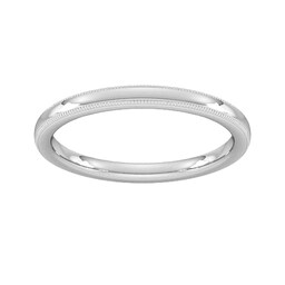 08308436 - 2mm Traditional Court Standard Milgrain Edge Wedding Ring In 18 Carat White Gold
