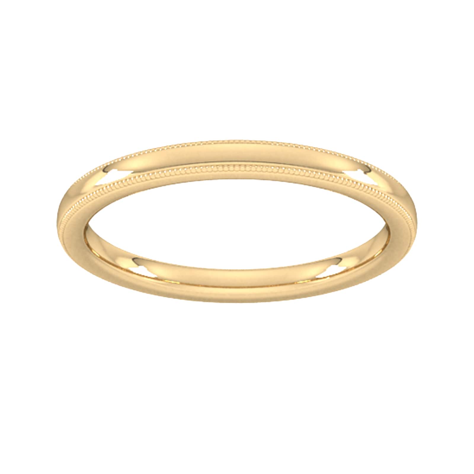 Goldsmiths 2mm Traditional Court Standard Milgrain Edge Wedding Ring In 18 Carat Yellow Gold