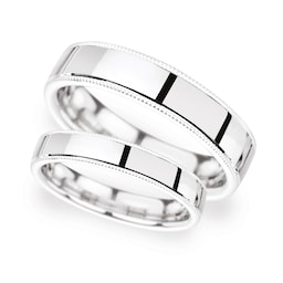 08308439 - 2mm Traditional Court Standard Milgrain Edge Wedding Ring In 950 Palladium