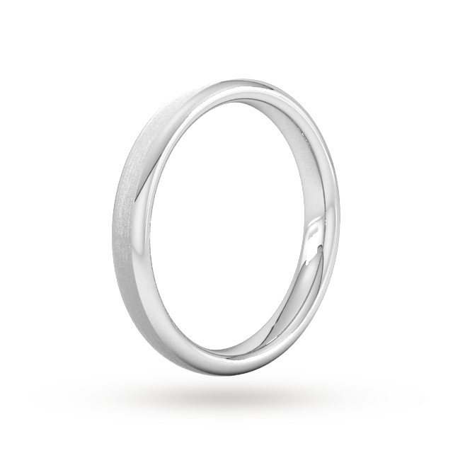 Goldsmiths 3mm Traditional Court Standard Matt Finished Wedding Ring In 9 Carat White Gold - Ring Size K