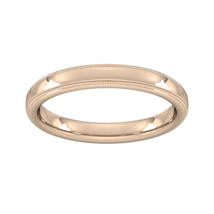 Goldsmiths 3mm Traditional Court Standard Milgrain Edge Wedding Ring In 9 Carat Rose Gold - Ring Size L