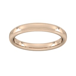 08308476 - 3mm Traditional Court Standard Milgrain Edge Wedding Ring In 9 Carat Rose Gold