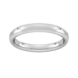 08308477 - 3mm Traditional Court Standard Milgrain Edge Wedding Ring In 18 Carat White Gold