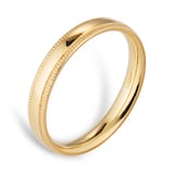 Goldsmiths 3mm Traditional Court Standard Milgrain Edge Wedding Ring In 18 Carat Yellow Gold