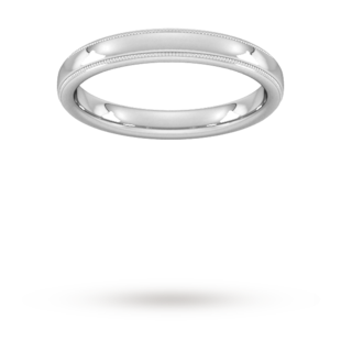 Goldsmiths 3mm Traditional Court Standard Milgrain Edge Wedding Ring In Platinum