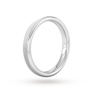 Goldsmiths 3mm Traditional Court Standard Matt Centre With Grooves Wedding Ring In Platinum