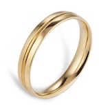 Goldsmiths 4mm Traditional Court Standard Grooved Polished Finish Wedding Ring In 9 Carat Yellow Gold