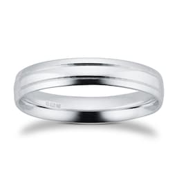 08308523 - 4mm Traditional Court Standard Polished Finish With Grooves Wedding Ring In 9 Carat White Gold