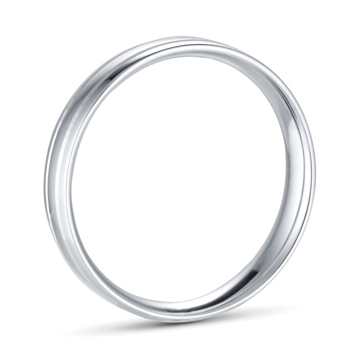 Goldsmiths 4mm Traditional Court Standard Polished Finish With Grooves Wedding Ring In 9 Carat White Gold